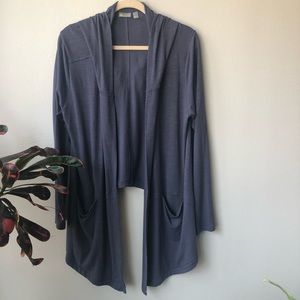 ZELLA Long Sleeve Hooded Open Cardigan with Pockets